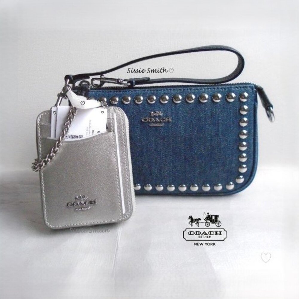 NWT Coach Nolita 19 In Denim with Rivets & Chained Id Case